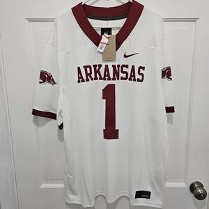 Nike Men's Arkansas Razorbacks #1 White Alternate Dri-FIT Game Football Jersey